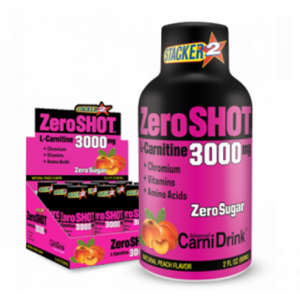 ZeroSHOT Karnitin 3000mg Şeftali 12 x 60ml +2 HEDİYE