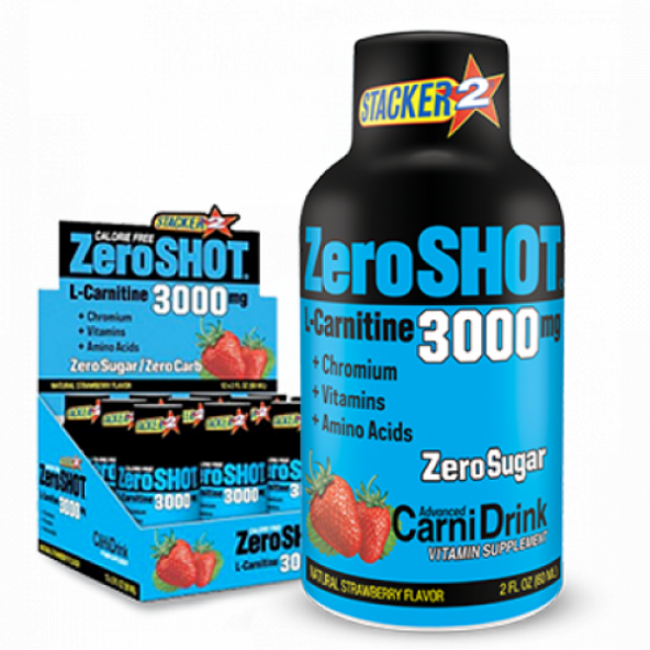 +2 Hediye ZeroSHOT Karnitin 3000mg Çilek 12 x 60ml