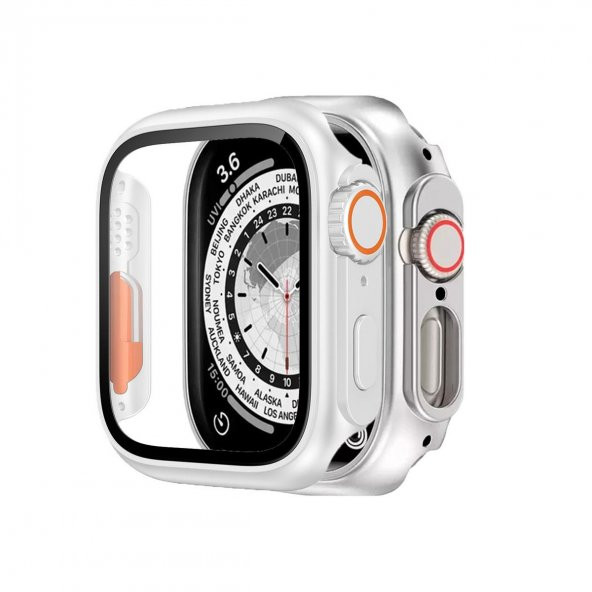 BİNANO APPLE WATCH 44MM ULTRA DÖNÜŞTÜRÜCÜ BEYAZ KASA VE EKRAN KORUYUCU