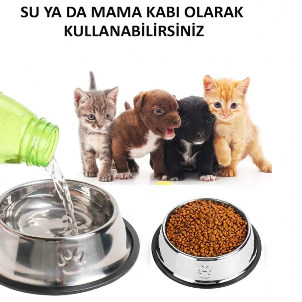 Paslanmaz Çelik Metal Kedi Köpek Mama Ve Su Kabı En Büyük Boy Sağlıklı Mama Kabı