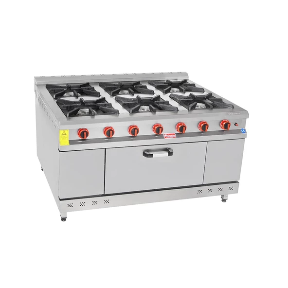 Himaksan Endüstriyel 150x100 Cm 6+1 Lpg Tüplü 6 Lı Kuzine Ocak