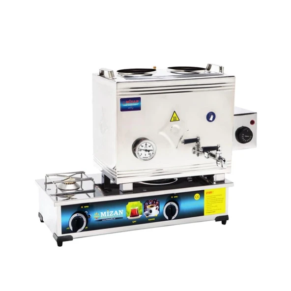 Mizan 40 Lık Doğalgazlı + Elektrikli 30 Litre 2 Demlikli Çay Kazanı ürün görseli 1
