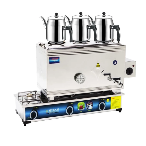Mizan 60 Lık Doğalgazlı+Elektrikli 40 Litre 3 Demlikli Çay Kazanı DEMLİK HEDİYELİ