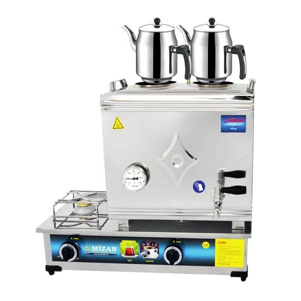 Mizan 40 Lık Tüplü 30 Litre 2 Demlikli Çay Kazanı DEMLİK HEDİYELİ