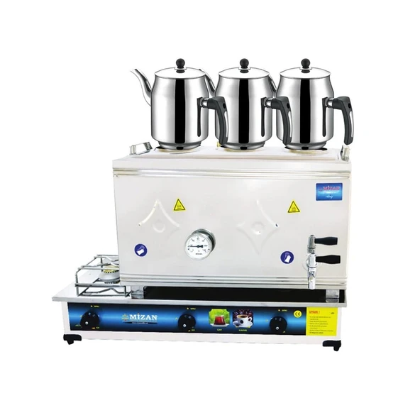 Mizan 60 Lık Doğalgazlı 40 Litre 3 Demlikli Çay Kazanı DEMLİK HEDİYELİ - 1