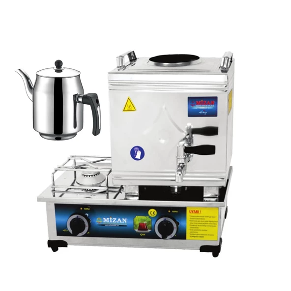 Mizan 15 Lik Tüplü 10 Litre 1 Demlikli Çay Kazanı DEMLİK HEDİYELİ