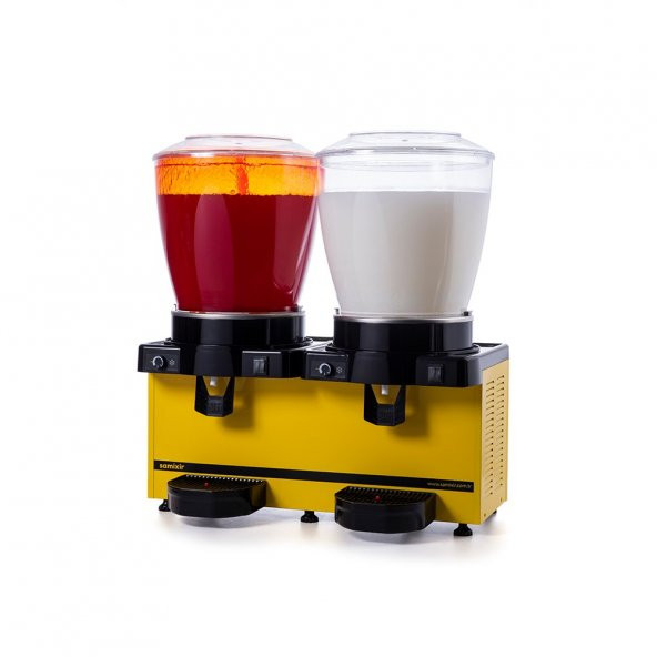 Samixir Panoramik Twin 22+22 Lt Fıskiyeli-Karıştırıcılı Soğuk İçecek Makinesi SM44-AY - 3