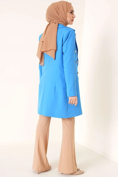 Kruvaze İndigo Ceket - Resim 3