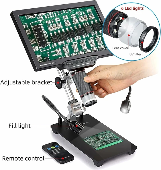 Koolertron 10.1 Inc HDMI Dijital Lehimleme Mikroskobu - Resim 2