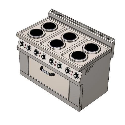 CSA Karacasan 120 cm 700 Seri 6 Gözlü Elektrikli Kuzineli Ocak 120x70x85Cm ürün görseli 1