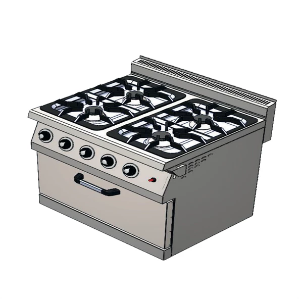CSA Karacasan 80 cm 700 Seri Set Üstü 4+1 Fırın Tüplü Kuzine (80x70x85Cm)