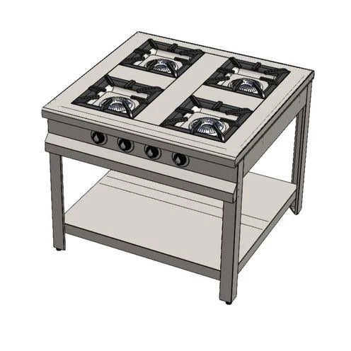 CSA Karacasan Tüplü Taban Raflı Dörtlü 4 Gözlü Ocak ürün görseli