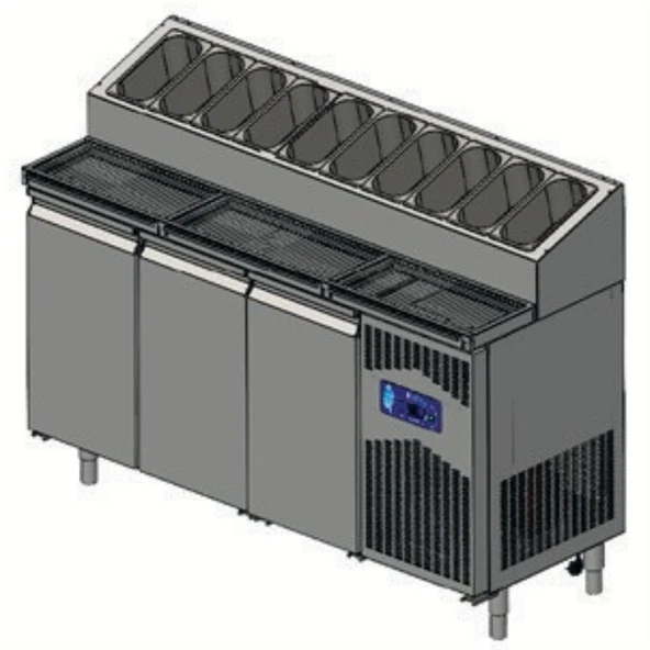 CSA Karacasan (304 Çelik) 188 cm Üç Kapılı Pizza Hazırlık Dolabı ürün görseli 1