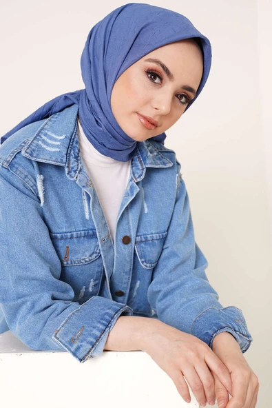 Bambu Kraş Eşarp Mavi - Resim 2