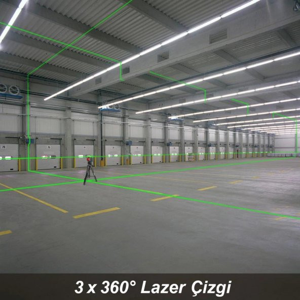 KOBB KBL34G 40 Metre Profesyonel Li-ion Şarjlı 3X360⁰ Otomatik Hizalamalı Yeşil Çapraz Çizgi Lazer Distomat - 8