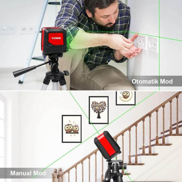 KOBB KBL91G 30 Metre Profesyonel Yatay ve Dikey Otomatik Hizalamalı Yeşil Çapraz Çizgi Lazer Distomat - 8