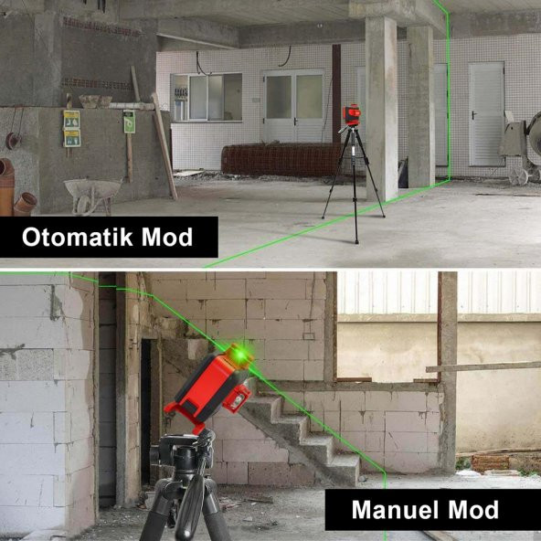 KOBB KBL35GTP Profesyonel Li-ion Şarjlı 4X360⁰ Otomatik Hizalamalı Yeşil Çapraz Çizgi Lazer Distomat+Tripod - 10