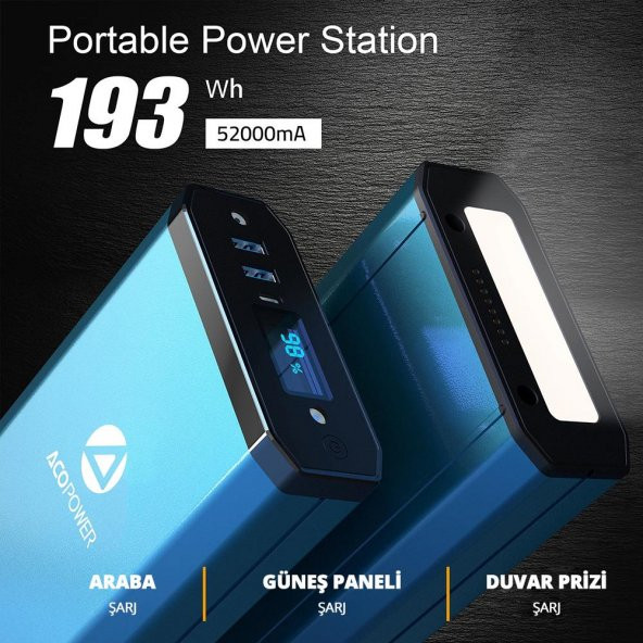 Acopower X230 14.8Volt 13Amper Li-ion Yedek Buzdolabı Aküsü + Powerbank + LED Lamba - 8