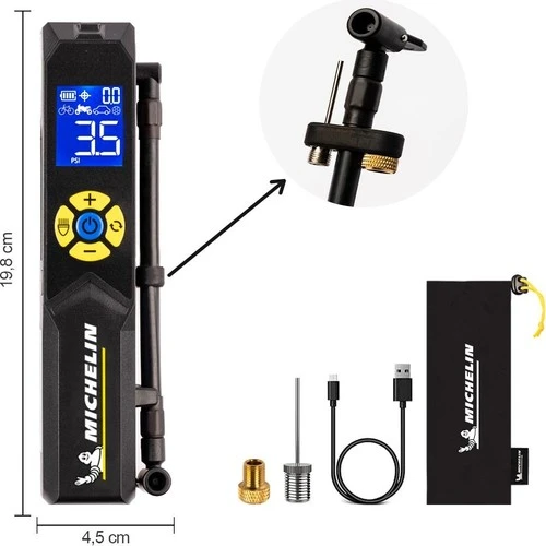 Michelin MC33382 Şarjlı Li-ion 150PSI Taşınabilir Dijital Basınç Göstergeli Led Aydınlatmalı Lastik Şişirme Pompası