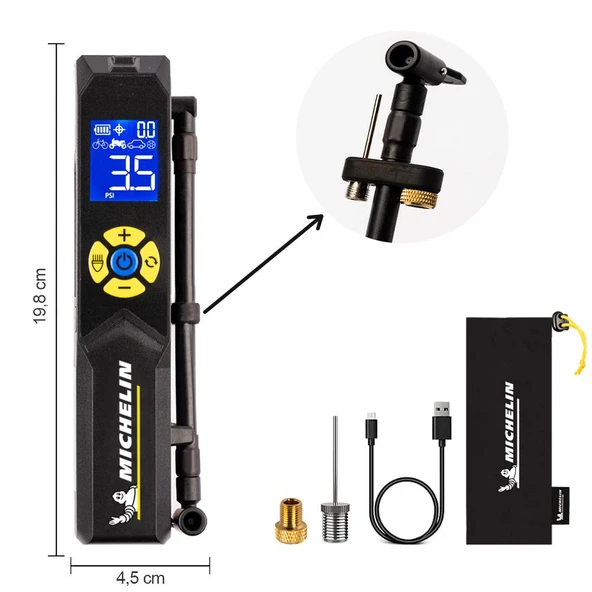 Michelin MC33382 Şarjlı Li-ion 150PSI Taşınabilir Dijital Basınç Göstergeli Led Aydınlatmalı Lastik Şişirme Pompası - 10