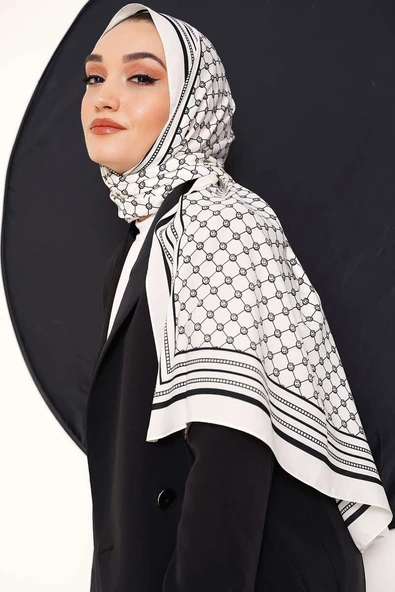 Dijital Baskılı Medine Şal Ekru - Resim 2