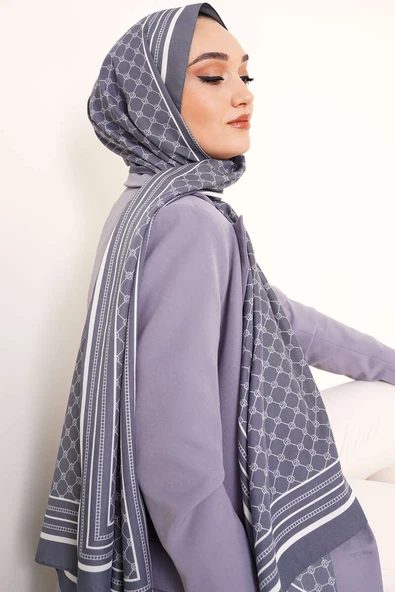 Dijital Baskılı Medine Şal Füme - Resim 3