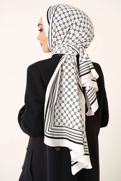 Dijital Baskılı Medine Şal Ekru - Resim 3