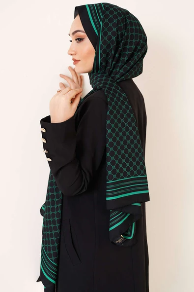 Dijital Baskılı Medine Şal Yeşil - Resim 3