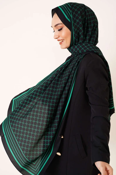 Dijital Baskılı Medine Şal Yeşil ürün görseli 1