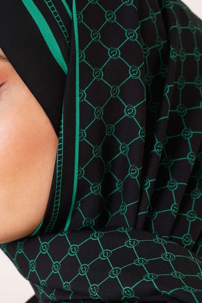 Dijital Baskılı Medine Şal Yeşil - Resim 4