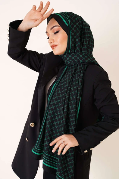 Dijital Baskılı Medine Şal Yeşil - Resim 2