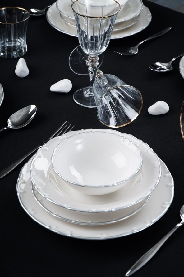 Acar Liyana 6 Kişilik 24 Parça Silver Porselen Yemek Takımı - 3