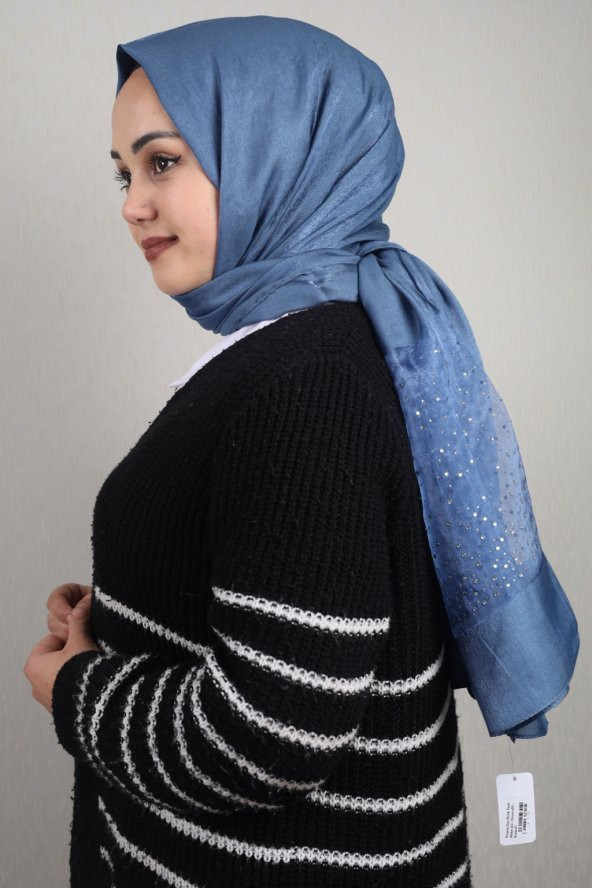 Piramit Düz Renk Taşlı Abiye Şal - Desen-05 - Renk-01 -50