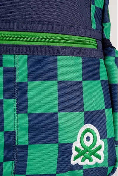 United Colors of Benetton Çift Bölmeli Okul Sırt Çantası Kareli Yeşil / 03773 - Resim 8