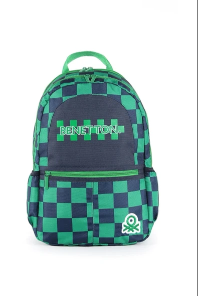 United Colors of Benetton Çift Bölmeli Okul Sırt Çantası Kareli Yeşil / 03773 ürün görseli