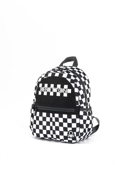 United Colors of Benetton Anaokulu Sırt Çantası Kareli Siyah / 03778 - Resim 4