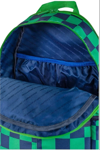 United Colors of Benetton Çift Bölmeli Okul Sırt Çantası Kareli Yeşil / 03773 - Resim 7