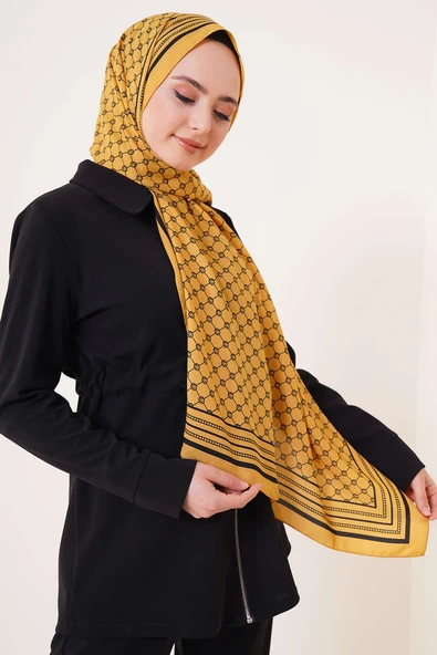 Dijital Baskılı Medine Şal Hardal - Resim 2