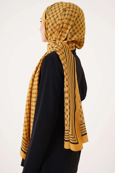 Dijital Baskılı Medine Şal Hardal - Resim 3