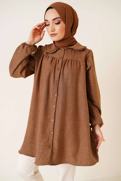 Bebe Yaka Gömlek Kahve