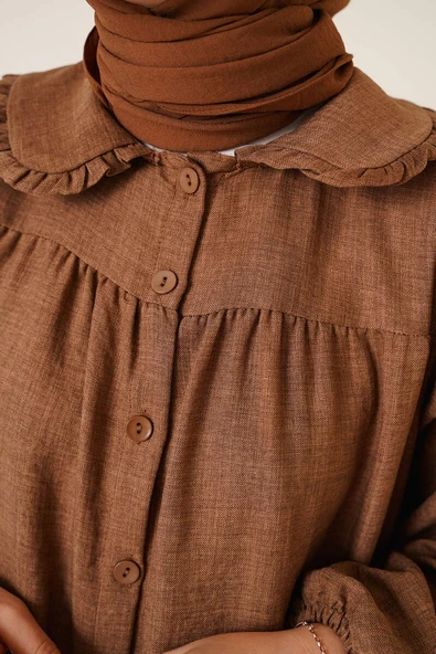 Bebe Yaka Gömlek Kahve - 4