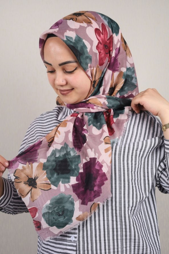 Bonjela Desenli Bambu Eşarp - Desen-01 - Renk-09 -50 - 1