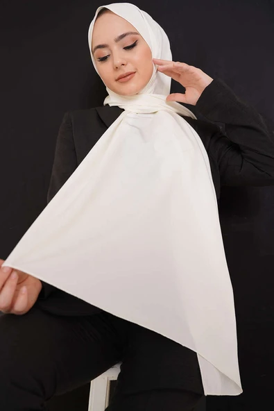 Düz Capri Şal Ekru - Resim 2