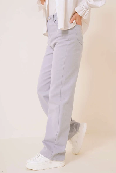 Boru Paça Lavanta Mavisi Jean Pantolon - Resim 3