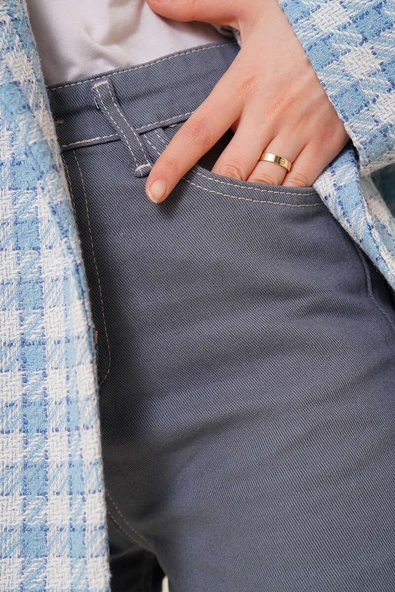 Boru Paça Petrol Yeşili Jean Pantolon - Resim 4