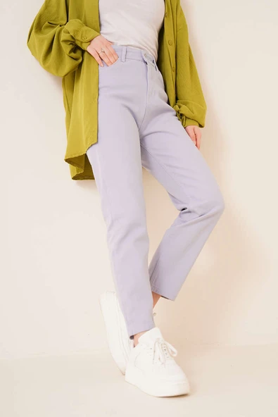 Düz Boyfriend Lavanta Mavisi Pantolon ürün görseli 1