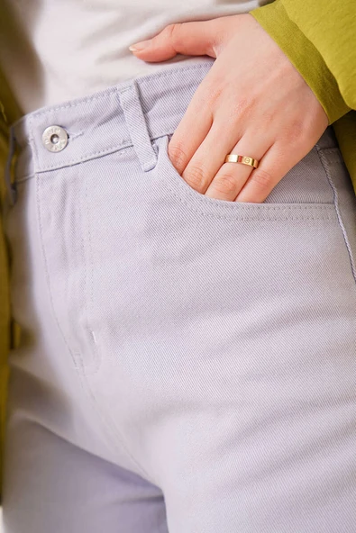 Düz Boyfriend Lavanta Mavisi Pantolon - Resim 4