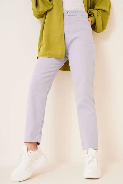 Düz Boyfriend Lavanta Mavisi Pantolon - Resim 2