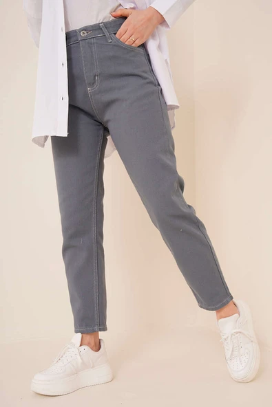 Düz Boyfriend Petrol Yeşili Pantolon ürün görseli 1