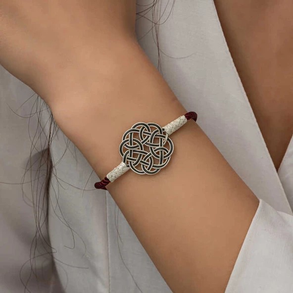 Lucky Life 925 Ayar Gumuss  Kazaziye Örgü Bileklik - 5